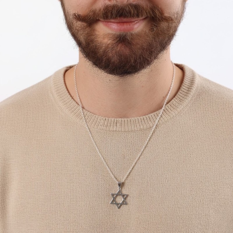 שרשרת תליון מגן דוד קלאסית מכסף סטרלינג